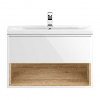 Hudson Reed Coast Wall Hung Vanity Unit with Basin 3 800mm Wide - Gloss White
