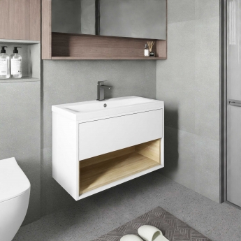 Hudson Reed Coast Wall Hung Vanity Unit with Basin 1 800mm Wide - Gloss White