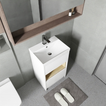 Hudson Reed Coast Floor Standing Vanity Unit with Basin 3 500mm Wide - Gloss White