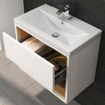 Hudson Reed Coast Wall Hung Vanity Unit with Basin 1 500mm Wide - Gloss White