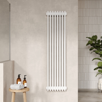 Hudson Reed Colosseum 3-Column Vertical Radiator 1500mm H x 368mm W - White