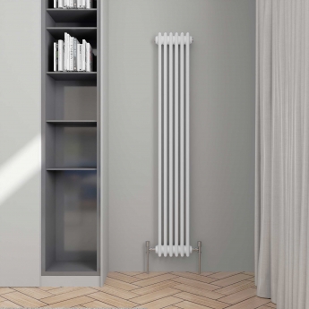 Delphi Hatfield Vertical 3-Column Traditional Radiator 1800mm H x 287mm W - Gloss White | Product Image