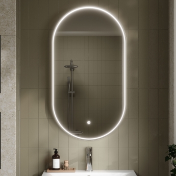 Hudson Reed Columba Polished Chrome Framed Bathroom Mirror with Touch Sensor 800mm H x 500mm W