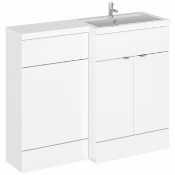 Hudson Reed Fusion RH Combination Unit with L Shape Basin - 1100mm Wide - Gloss White
