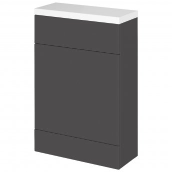 Hudson Reed Fusion Compact WC Unit with Polymarble Worktop 600mm Wide - Gloss Grey