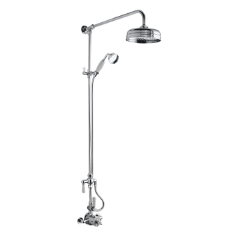 Hudson Reed Thermostatic Exposed Shower Valve and Rigid Riser Kit with Handset - Chrome/White | Product Image