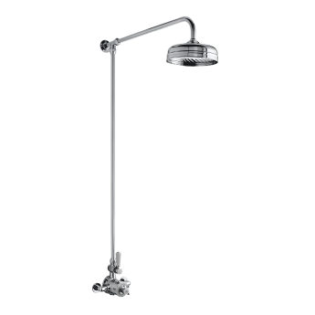 Hudson Reed Thermostatic Exposed Shower Mixer and Rigid Riser Kit with Fixed Head - Chrome/White | Product Image