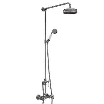 Hudson Reed Thermostatic Bar Shower Mixer with Shower Kit and Fixed Head - Brushed Pewter | Product Image
