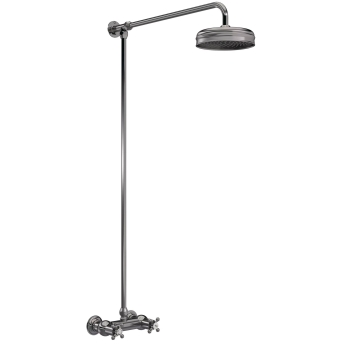 Hudson Reed Thermostatic Bar Shower Mixer and Rigid Riser with Fixed Head - Brushed Pewter | Product Image