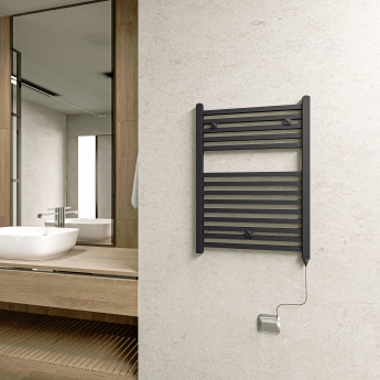 Hudson Reed Eton Electric Heated Towel Rail 690mm H x 500mm W - Anthracite