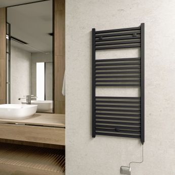 Hudson Reed Eton Electric Heated Towel Rail 1100mm H x 500mm W - Anthracite