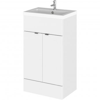 Hudson Reed Fusion Floor Standing Vanity Unit with Basin 500mm Wide - Gloss White