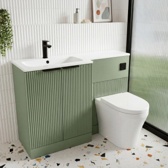 Hudson Reed Fluted 1100mm Combination Vanity Basin and Toilet Unit | Product Image