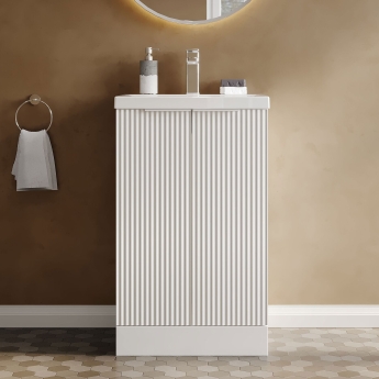 Hudson Reed Fluted 500mm 2-Door Floor Standing Vanity Unit | Product Image
