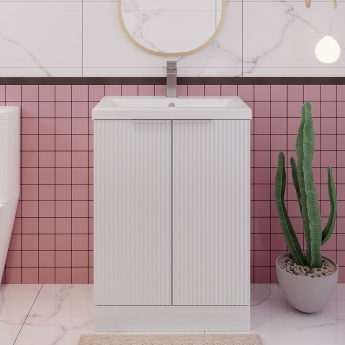 Hudson Reed Fluted 600mm 2-Door Floor Standing Vanity Unit