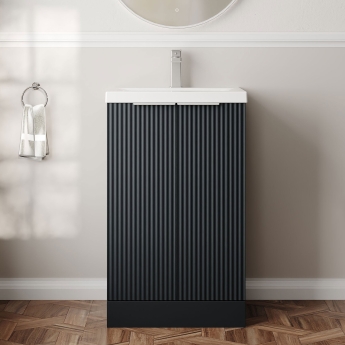 Hudson Reed Fluted 500mm 2-Door Floor Standing Vanity Unit | Product Image