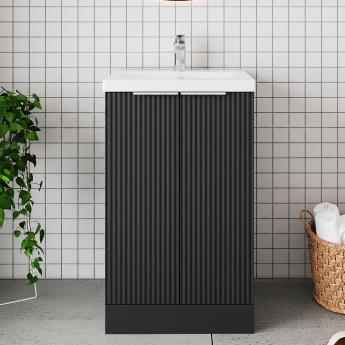 Hudson Reed Fluted 500mm 2-Door Floor Standing Vanity Unit