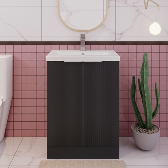 Hudson Reed Fluted 600mm 2-Door Floor Standing Vanity Unit