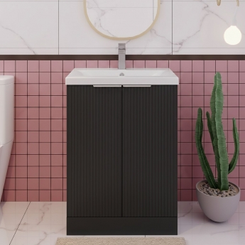 Hudson Reed Fluted 600mm 2-Door Floor Standing Vanity Unit
