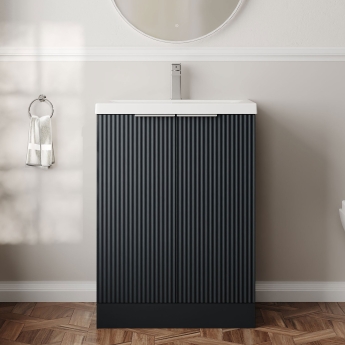 Hudson Reed Fluted 600mm 2-Door Floor Standing Vanity Unit | Product Image