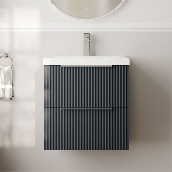 Hudson Reed Fluted 500mm 2-Drawer Wall Hung Vanity Unit | Product Image