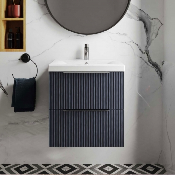 Hudson Reed Fluted 500mm 2-Drawer Wall Hung Vanity Unit
