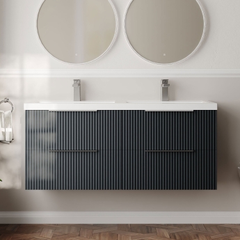 Hudson Reed Fluted Twin 1200mm 4-Drawer Wall Hung Vanity Unit | Product Image