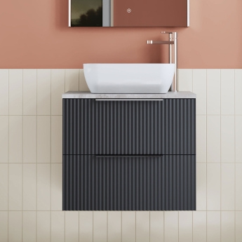 Hudson Reed Fluted 600mm 2-Drawer Wall Hung Vanity Unit with Countertop | Product Image