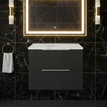 Hudson Reed Fluted 600mm 2-Drawer Wall Hung Vanity Unit with Countertop