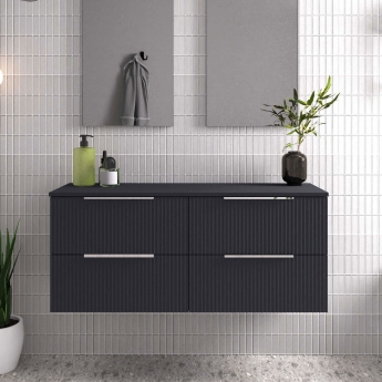 Hudson Reed Fluted Twin 1200mm 4-Drawer Wall Hung Vanity Unit with Countertop