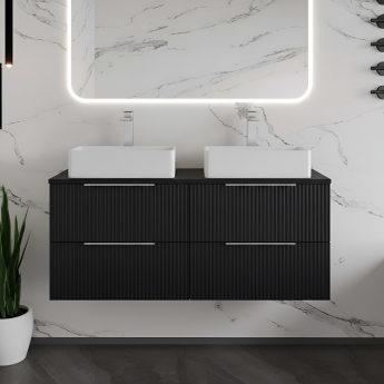 Hudson Reed Fluted Twin 1200mm 4-Drawer Wall Hung Vanity Unit with Countertop