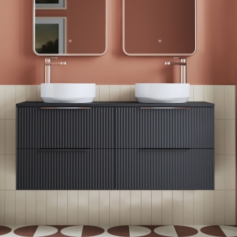 Hudson Reed Fluted Twin 1200mm 4-Drawer Wall Hung Vanity Unit with Countertop | Product Image