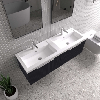 Hudson Reed Fluted Twin 1200mm 2-Drawer Wall Hung Vanity Unit