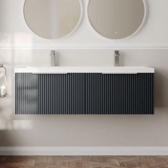 Hudson Reed Fluted Twin 1200mm 2-Drawer Wall Hung Vanity Unit | Product Image