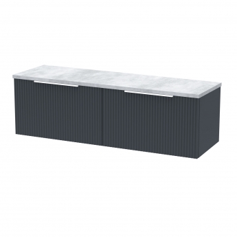 Hudson Reed Fluted Wall Hung 2-Drawer Vanity Unit with Bellato Grey Worktop 1200mm Wide - Satin Anthracite | Product Image