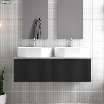 Hudson Reed Fluted Twin 1200mm 2-Drawer Wall Hung Vanity Unit with Countertop