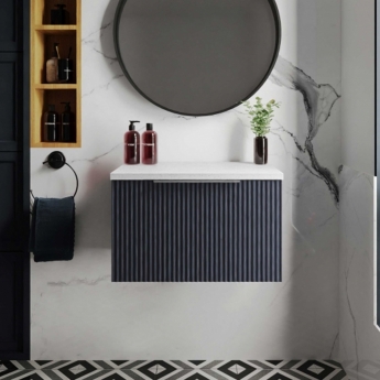 Hudson Reed Fluted 600mm 1-Drawer Wall Hung Vanity Unit with Countertop