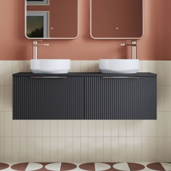 Hudson Reed Fluted Twin 1200mm 2-Drawer Wall Hung Vanity Unit with Countertop | Product Image