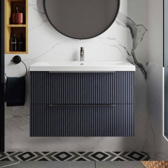 Hudson Reed Fluted 800mm 2-Drawer Wall Hung Vanity Unit