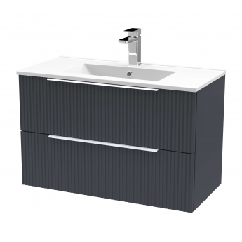 Hudson Reed Fluted Wall Hung 2-Drawer Vanity Unit with Basin 2 800mm Wide - Satin Anthracite