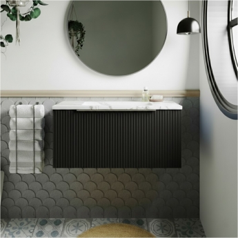 Hudson Reed Fluted 800mm 1-Drawer Wall Hung Vanity Unit with Countertop