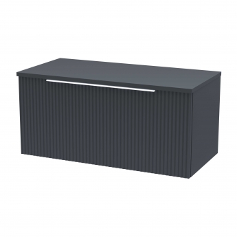 Hudson Reed Fluted Wall Hung 1-Drawer Vanity Unit with Worktop 800mm Wide - Satin Anthracite