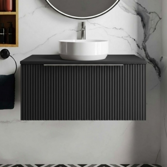 Hudson Reed Fluted 800mm 1-Drawer Wall Hung Vanity Unit with Countertop