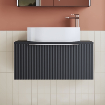 Hudson Reed Fluted 800mm 1-Drawer Wall Hung Vanity Unit with Countertop | Product Image