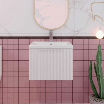 Hudson Reed Fluted 500mm 1-Drawer Wall Hung Vanity Unit