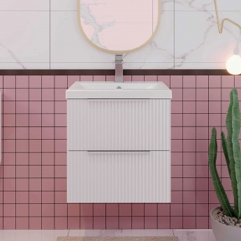 Hudson Reed Fluted 500mm 2-Drawer Wall Hung Vanity Unit