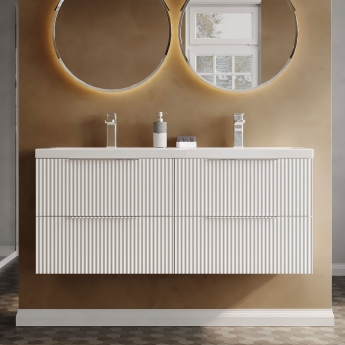 Hudson Reed Fluted Twin 1200mm 4-Drawer Wall Hung Vanity Unit | Product Image