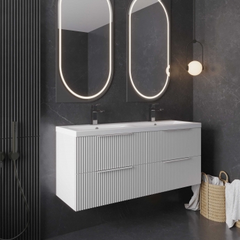 Hudson Reed Fluted Twin 1200mm 4-Drawer Wall Hung Vanity Unit