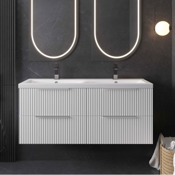 Hudson Reed Fluted Twin 1200mm 4-Drawer Wall Hung Vanity Unit