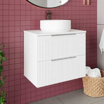 Hudson Reed Fluted 600mm 2-Drawer Wall Hung Vanity Unit with Countertop